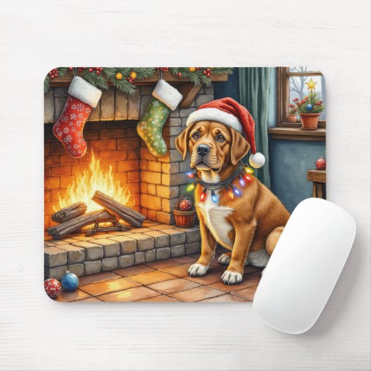 Cane Corso Haard met Kerstverlichting Muismat (Met muis)