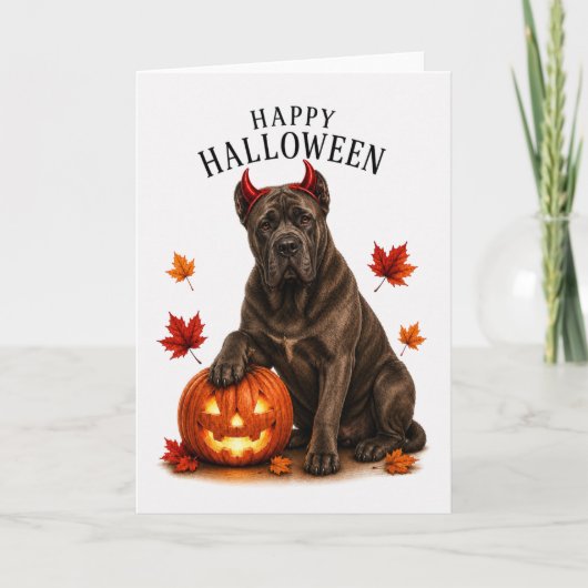Cane Corso Halloween Duivels Hond Kaart (Voorkant)