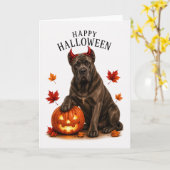 Cane Corso Halloween Duivels Hond Kaart (Gele Bloem)