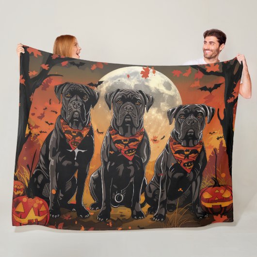Cane Corso Halloween Griezelig Fleece Deken (In situ)