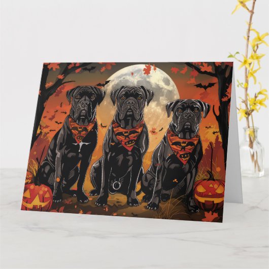 Cane Corso Halloween Griezelig Kaart (Gele Bloem)