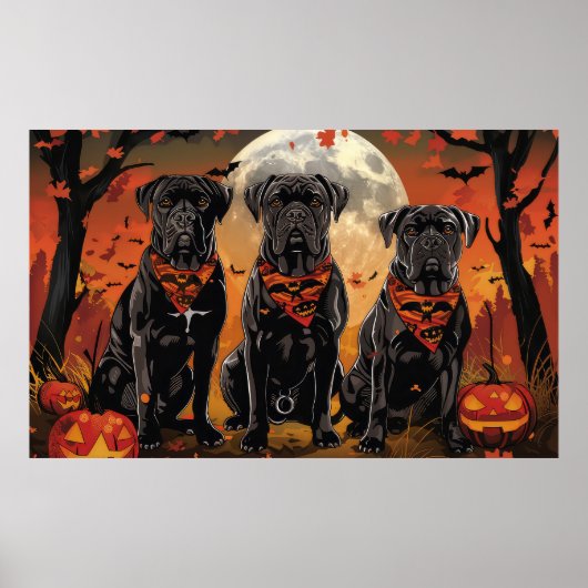 Cane Corso Halloween Griezelig Poster (Voorkant)