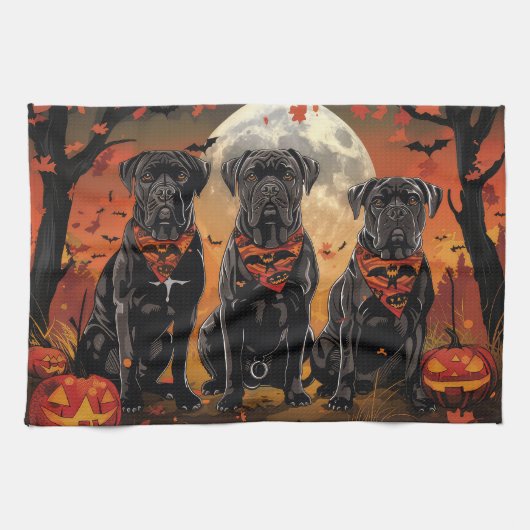 Cane Corso Halloween Griezelig Theedoek (Horizontaal)