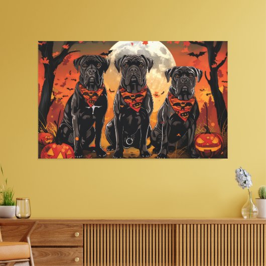 Cane Corso Halloween Spooky Canvas Afdruk (Insitu (Woonkamer))