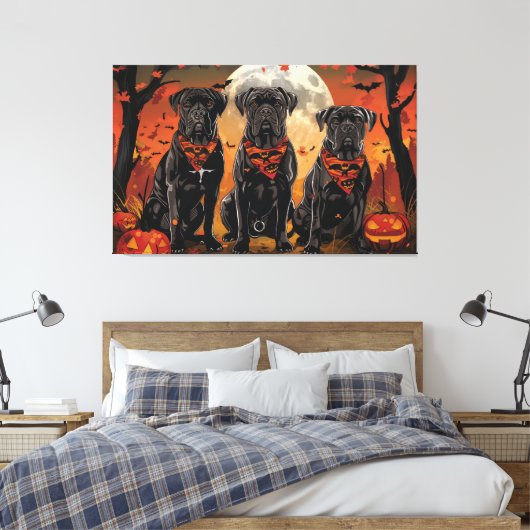 Cane Corso Halloween Spooky Canvas Afdruk (Insitu (Slaapkamer))