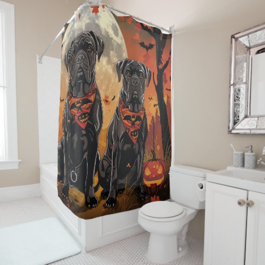 Cane Corso Halloween Spooky Douchegordijn (In situ)