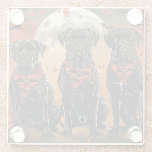 Cane Corso Halloween Spooky Glazen Onderzetter (Achterkant)