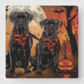 Cane Corso Halloween Spooky Vierkante Klok (Voorkant)