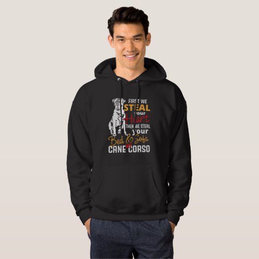 Cane Corso Heart Bed Sofa  Slogan Hoodie (Voorkant volledig)