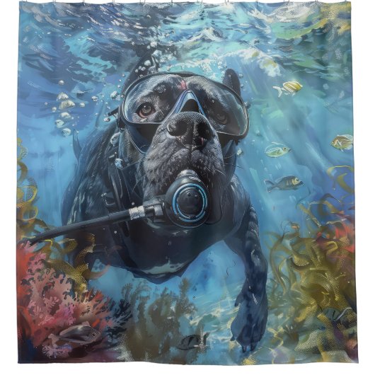 Cane Corso Hond Duiken Onderwater Douchegordijn (Voorkant)