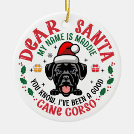 Cane Corso Hond Gepersonaliseerde Kerstboom Rond Keramisch Ornament
