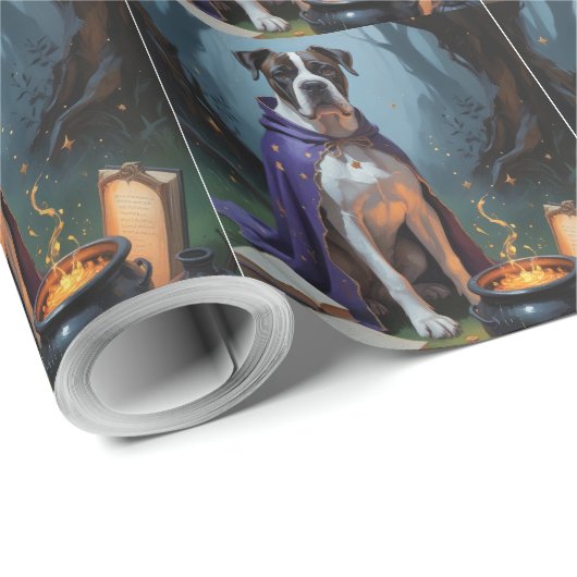 Cane Corso hond grillige Halloween schilderij Cadeaupapier (Rol Hoek)