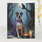 Cane Corso hond grillige Halloween schilderij Kaart (Gele Bloem)