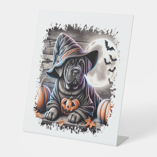 Cane Corso Hond Halloween Reclamebord Met Voetstuk (Voorkant)