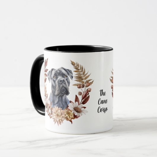 Cane Corso Hond Herfst krans Mok (Voorkant links)