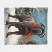Cane Corso-hond in de sneeuw met Kerstmis Fleece Deken (Voorkant (Horizontaal))
