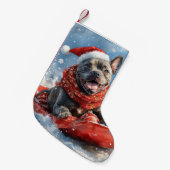 Cane Corso Hond in Sledge Laat het Sneeuw Kerstmis Kleine Kerstsok (Voorkant (Hangend))