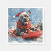Cane Corso Hond in Sledge Laat het Sneeuw Kerstmis Servet (Voorkant)