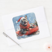 Cane Corso Hond in Sledge Laat het Sneeuw Kerstmis Vierkante Sticker (Envelop)