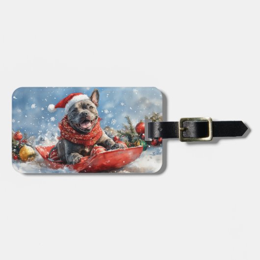 Cane Corso-hond in slee laat het sneeuwen Kerstmis Bagagelabel (Voorkant horizontaal)