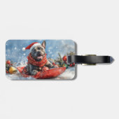 Cane Corso-hond in slee laat het sneeuwen Kerstmis Bagagelabel (Achterkant horizontaal)
