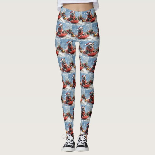 Cane Corso-hond in slee Laat het sneeuwen Kerstmis Leggings (Voorkant)