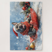 Cane Corso-hond in slee Laat het sneeuwen Kerstmis Legpuzzel (Verticaal)