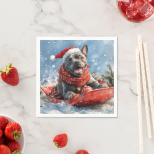 Cane Corso-hond in slee Laat het sneeuwen Kerstmis Servet