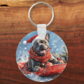 Cane Corso-hond in slee laat het sneeuwen Kerstmis Sleutelhanger (Achterkant)