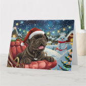 Cane Corso Hond in Sleigh Sneeuw Kerstmis Kaart (Voorkant)