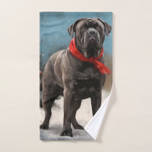 Cane Corso Hond in Sneeuw Kerstmis Bad Handdoek (Handdoek)