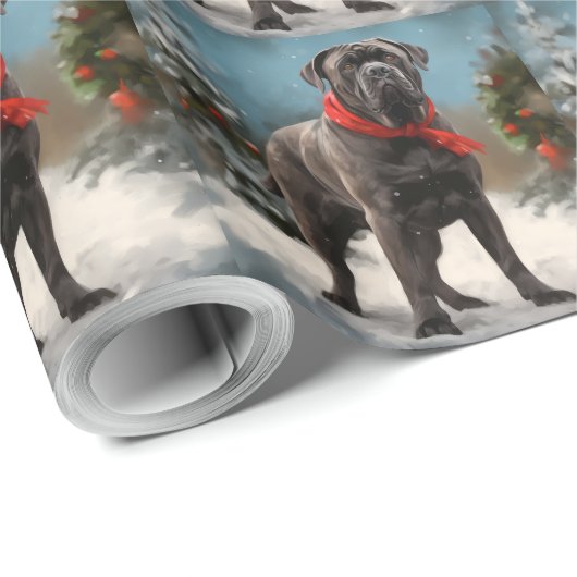 Cane Corso Hond in Sneeuw Kerstmis Cadeaupapier (Rol Hoek)