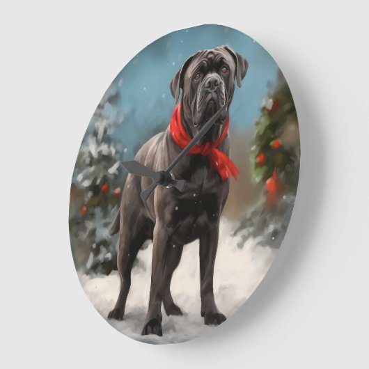 Cane Corso Hond in Sneeuw Kerstmis Grote Klok (Hoek)