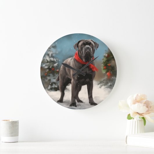 Cane Corso Hond in Sneeuw Kerstmis Grote Klok (Huis)