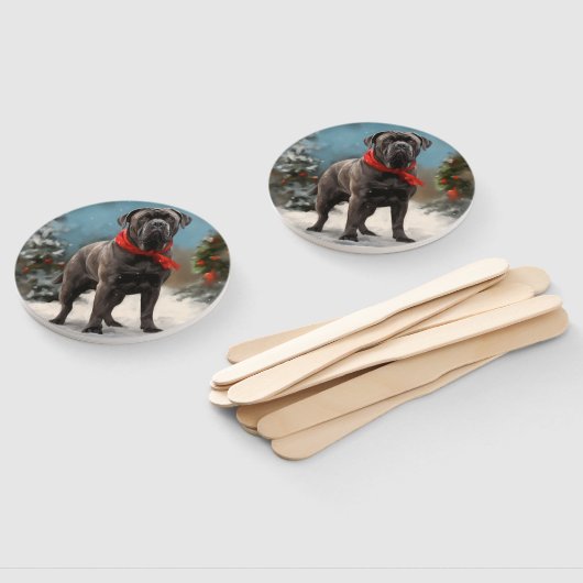 Cane Corso Hond in Sneeuw Kerstmis Handwaaier (Niet-gemonteerd)