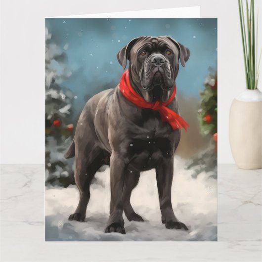 Cane Corso Hond in Sneeuw Kerstmis Kaart (Voorkant)