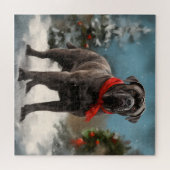 Cane Corso Hond in Sneeuw Kerstmis Legpuzzel (Horizontaal)