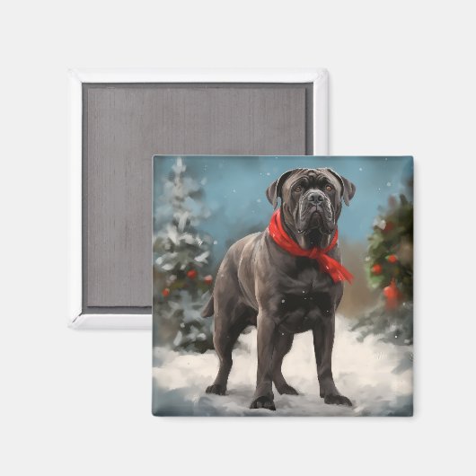 Cane Corso Hond in Sneeuw Kerstmis Magneet (Voorkant / Achterkant)