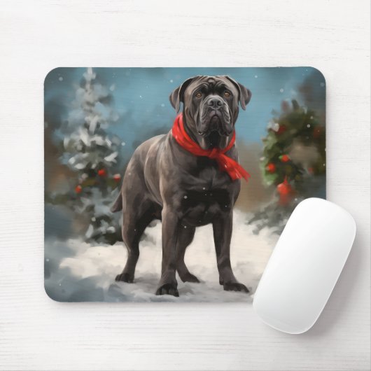 Cane Corso Hond in Sneeuw Kerstmis Muismat (Met muis)