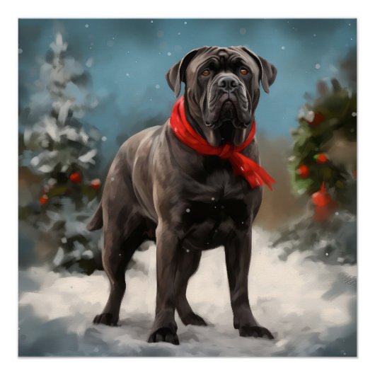 Cane Corso Hond in Sneeuw Kerstmis Perfect Poster (Voorkant)