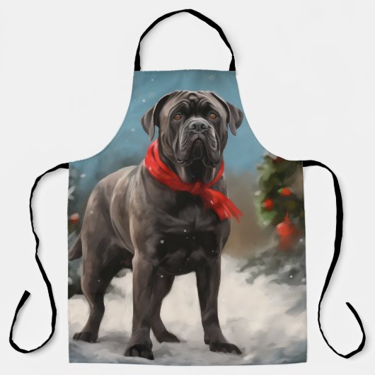 Cane Corso Hond in Sneeuw Kerstmis Schort (Voorkant)