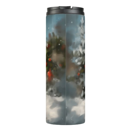 Cane Corso Hond in Sneeuw Kerstmis Thermosbeker (Achterkant)