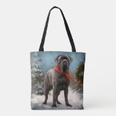 Cane Corso Hond in Sneeuw Kerstmis Tote Bag (Achterkant)
