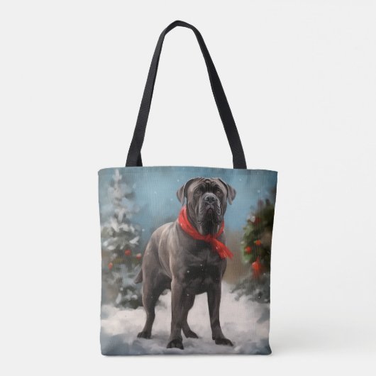 Cane Corso Hond in Sneeuw Kerstmis Tote Bag (Achterkant)