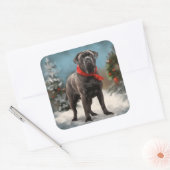 Cane Corso Hond in Sneeuw Kerstmis Vierkante Sticker (Envelop)