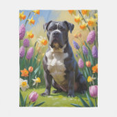Cane Corso-hond Lente Bloemen Schilderij Fleece Deken (Voorkant)