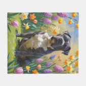Cane Corso-hond Lente Bloemen Schilderij Fleece Deken (Voorkant (Horizontaal))