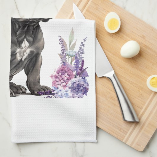 Cane Corso Hond Mam Bloemen Theedoek (Quarter Fold)