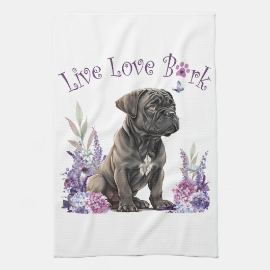 Cane Corso Hond Mam Bloemen Theedoek (Verticaal)
