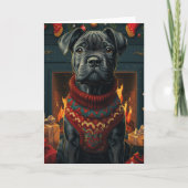 Cane Corso-hond met kerstcadeaus open haard Kaart (Voorkant)